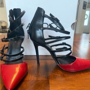 Aldo Elegant Red and Black Strappy Heels